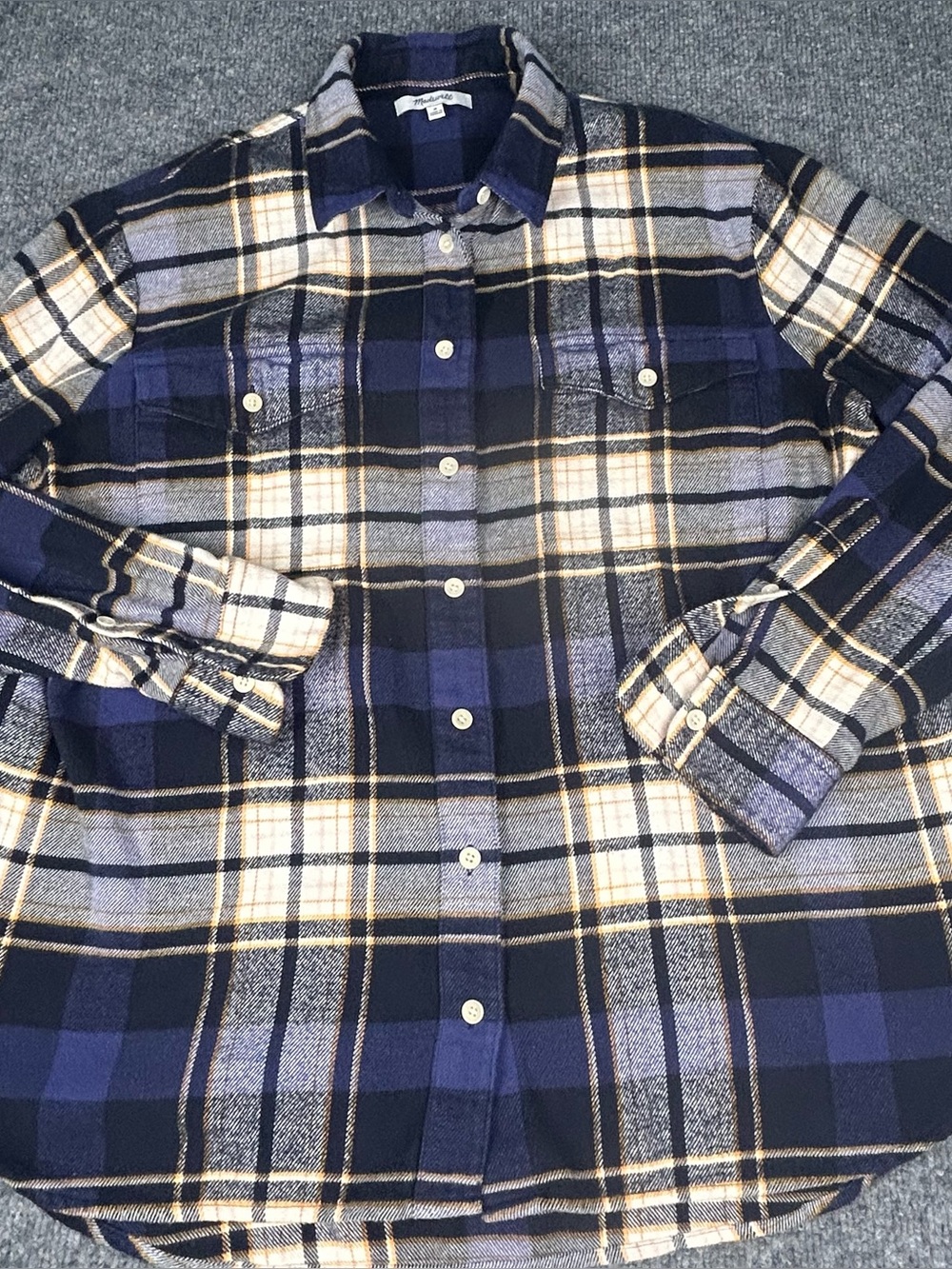Madewell Plaid Flannel Shirt Medium Cabincore Wine Tour Fall Apple Picking Hike
